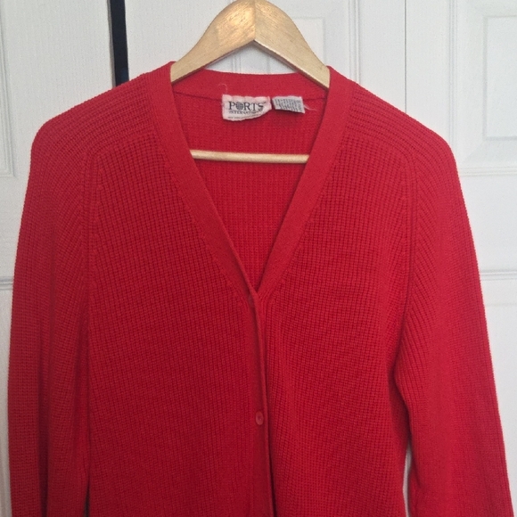 Red Women's Long Cardigan - Picture 2 of 6